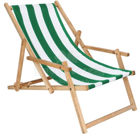 Folding garden chair Springos DC006 DSWLG, impregnated, green-white fabric