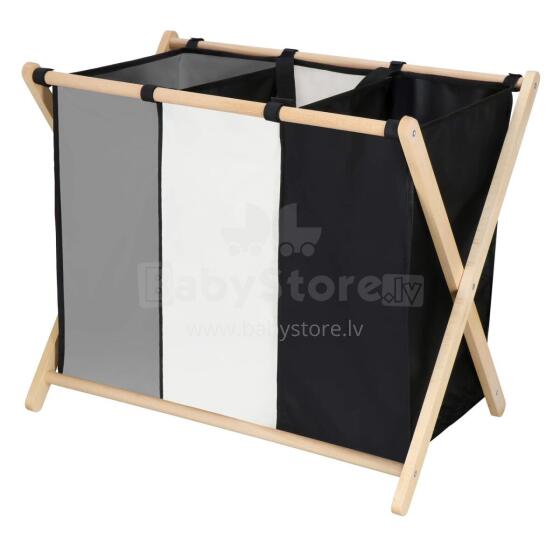 Laundry basket Springos LB0020 105 L with three fabric compartments, foldable, black, grey, ecru
