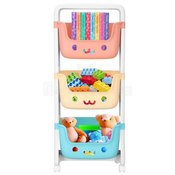 Toy shelf with 3 drawers Springos HA7481 on wheels