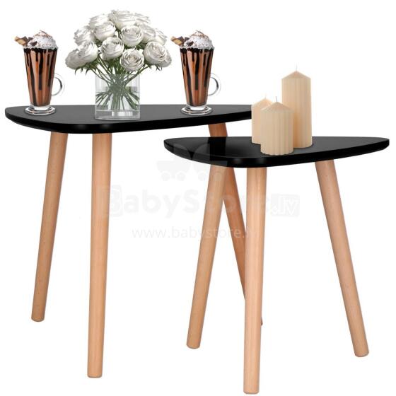 Coffee table set Springos HF0014, triangular, 2 pcs, Scandinavian style, black