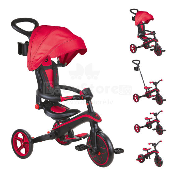 GLOBBER trīsritenis Explorer Trike Foldable 4 In 1, sarkans, 732-102