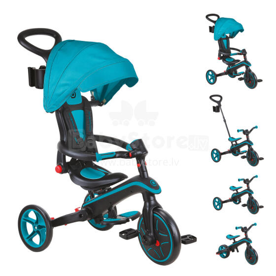 GLOBBER trīsritenis Explorer Trike Foldable 4 In 1, zilganzaļa, 732-105