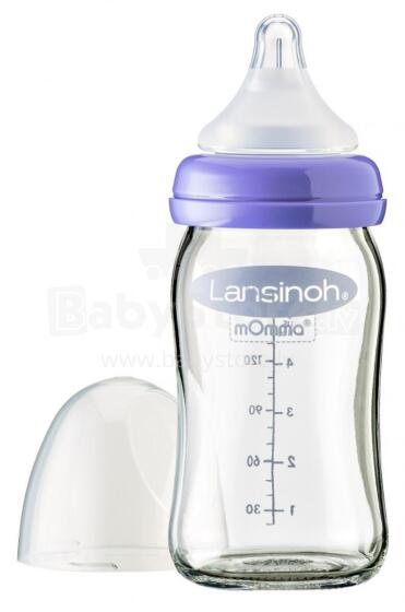 Lansinoh GLASS Feeding Bottle with NaturalWave® Teat  Art.77240 Glass Feeding Bottle 160 ml + Teat Natural/Wave