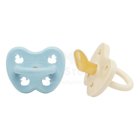 Hevea Stars Moon  Art.239417 Milky White/Baby Blue Анатомическая/ортодонтическая Пустышка из 100% натурального каучука 0-3 мес,2 шт