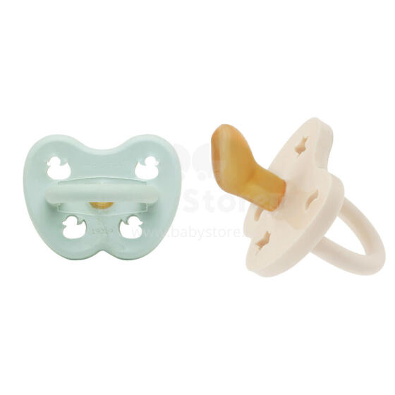 Hevea Stars Moon  Art.239418 Milky White/Mellow Mint Anatomiskā/ortopēdiskā lateksa māneklītis 0-3 mēn,2 gab