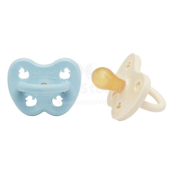 Hevea Natural Rubber Pacifier  Art.239420 Baby Blue /White Milky Anatomiskā/ortopēdiskā lateksa māneklītis 0-3 mēn,2 gab