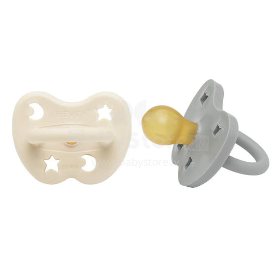 Hevea Natural Rubber Pacifier Round Art.239428 Milky White/Grey  Анатомическая/ортодонтическая Пустышка из 100% натурального каучука 3-36 мес,2 шт
