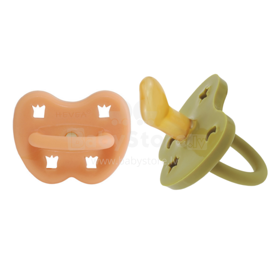 Hevea Natural Rubber Pacifier Anatomical Art.239439 Avocado/Apricot Анатомическая/ортодонтическая Пустышка из 100% натурального каучука 3-36 мес,2 шт