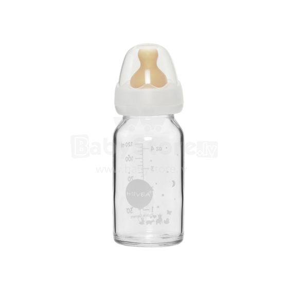 Hevea Glass Baby Bottle Art.239498 Stikla barošanas pudelīte 120ml