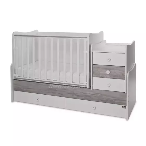 Lorelli Maxi Plus Art.10150580043P White/Artwood bērnu gulta-transformeris