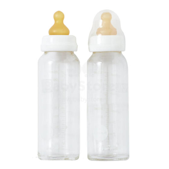 Hevea Glass Baby Bottle Art.239553  Бутылочка стеклянная для кормления 240мл,2шт