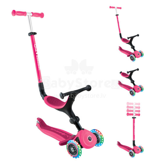 GLOBBER skrejritenis Go Up Active Lights, neona rozā, 744-110