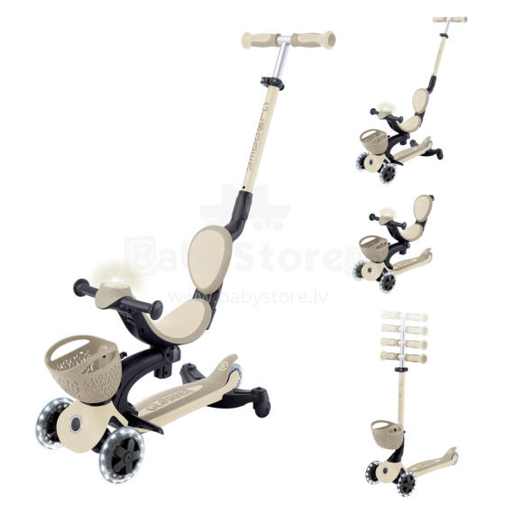 GLOBBER skrejritenis Go Up Baby Lights 360 °, brūns, 844-466