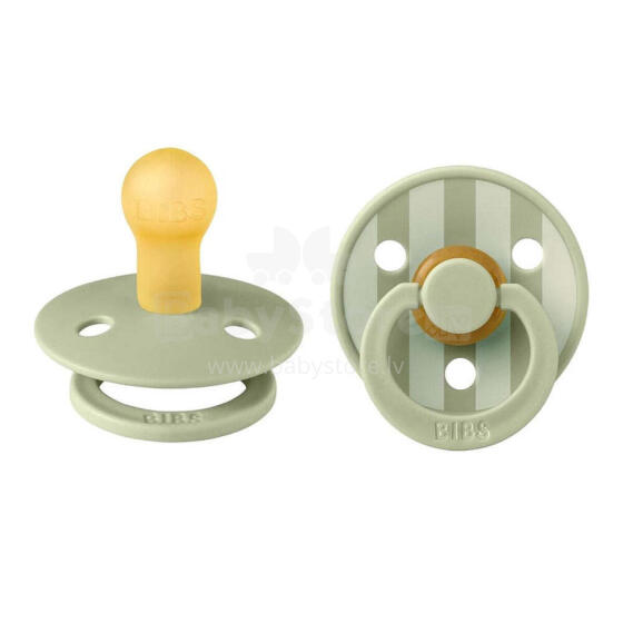 Bibs Studio Limited Colour Round Art.239674 Pin Sage Mix Pacifier, 100% natural  6-18  (2pcs)