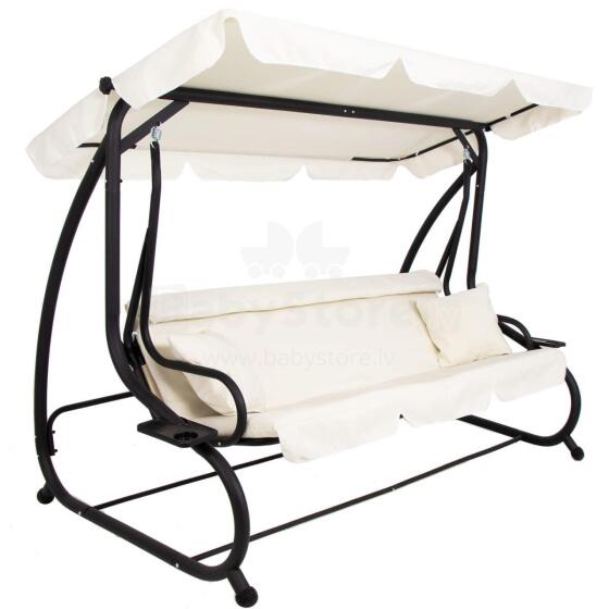 Garden swing with canopy Springos GS0025, 4-seater, cream