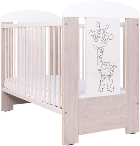 DREWEX Bed GIRAFFE santana oak with lowered side 120x60 cm
