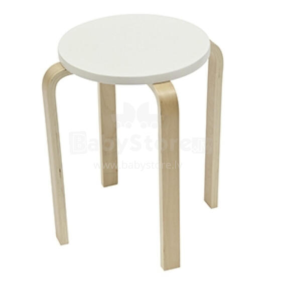 Taburete SIXTY-1  D41xH45cm, materiâls: lîmçtas koka plâtnes ar bçrza finierskaidu, krâsa: balta - dabîga