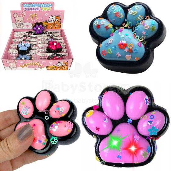 GNIOTEK SQUISHY ŚWIECĄCY ŁAPKA KOTA