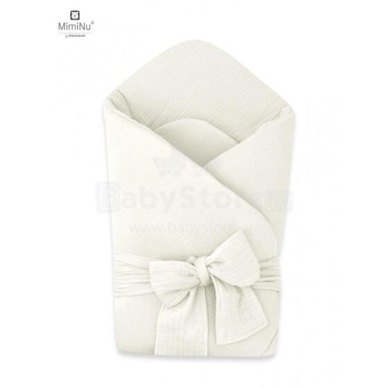 KIECZMERSKI Baby wrap with bow MUSLIN 100% COTTON cream
