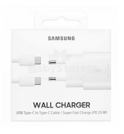 Samsung EP-TA800XWEGWW lādētājs ar USB-C kabeli / 3A / 25W / balts