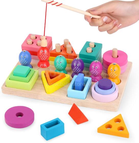 Montessori Toy 3 in 1 Art.241383  Деревянный пазл Монтессори