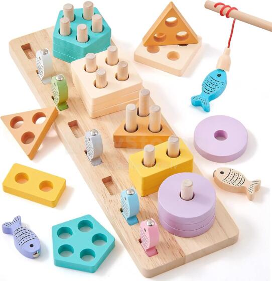 Atoylink Montessori Toy 3 in 1 Art.241383 Деревянный пазл Монтессори