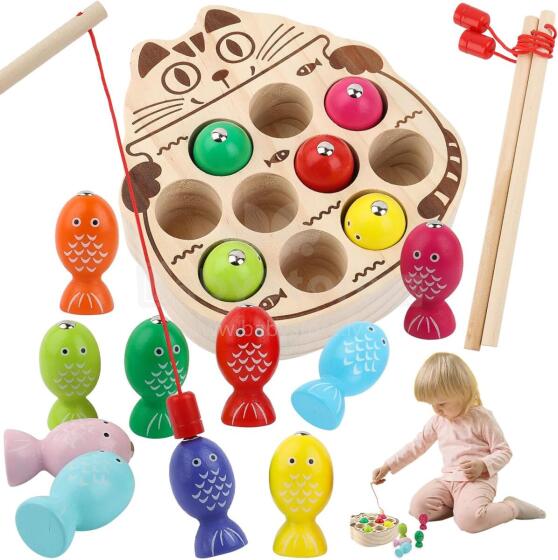 Ukofew Magnetic Fishing Game  Art.241408 Koka puzle ar magnētiem Makškērešana
