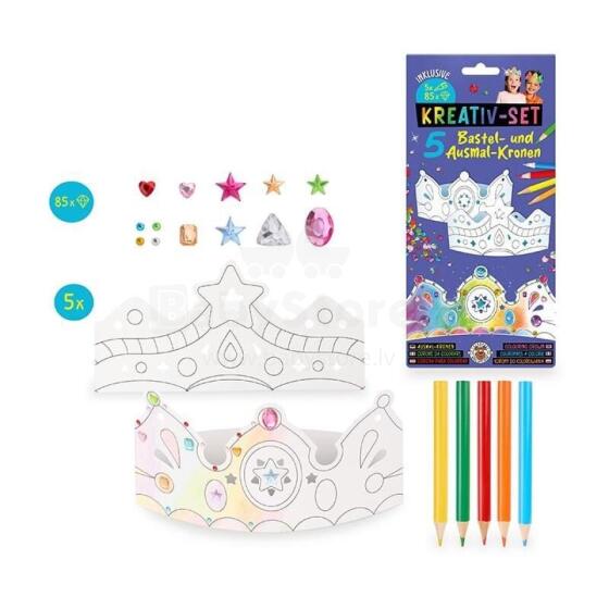 Craft & colouring crowns, incl. diamond stickers & coloured pencils