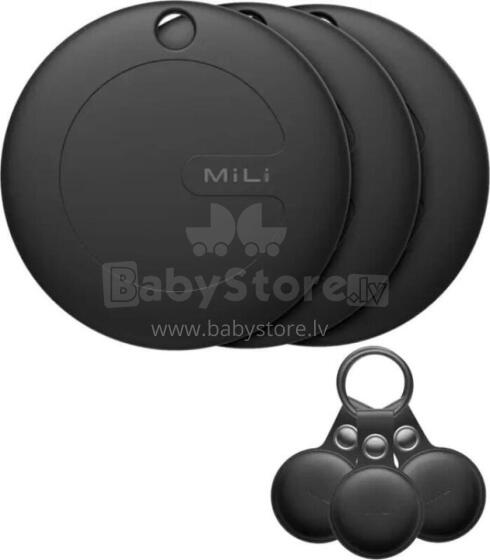 MiLi GPS lokators melns 3 gab. + melns atslēgu maciņš 3 gab. MiTag