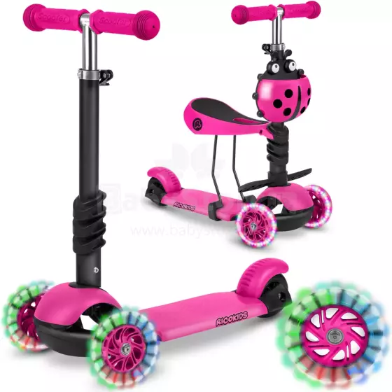 Ricokids Buggy Art.243744 Pink  Трехколесный самокат