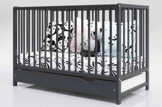 Baby Crib Club Dominik Art.243803 Grey Bērnu kokā gultiņa ar kasti 120x60cm