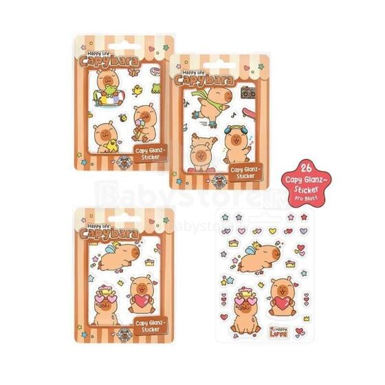 Capybara Happy Life - Sticker set, 26 pieces, 3 assorted