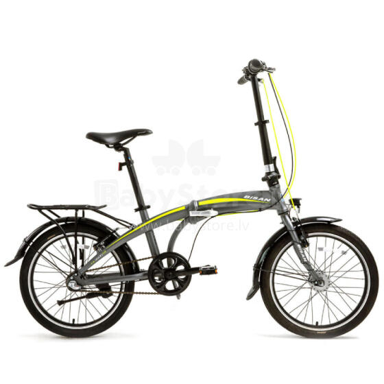 Saliekamais velosipēds Bisan 20 FX3500 NX3  pelēks/dzeltens (Rata izmērs: 20")