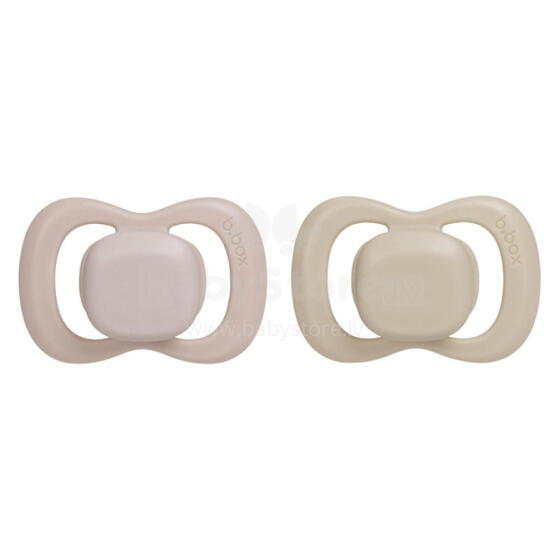 b.box pacifier for newborns and infants twin pack – symmetrical silicone pacifier 6 months+, Blush/Latte