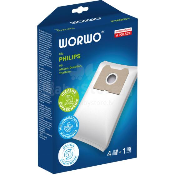 Vacuum bags WORWO PHILIPS ATHENA /set 4 + filter / PMB01K