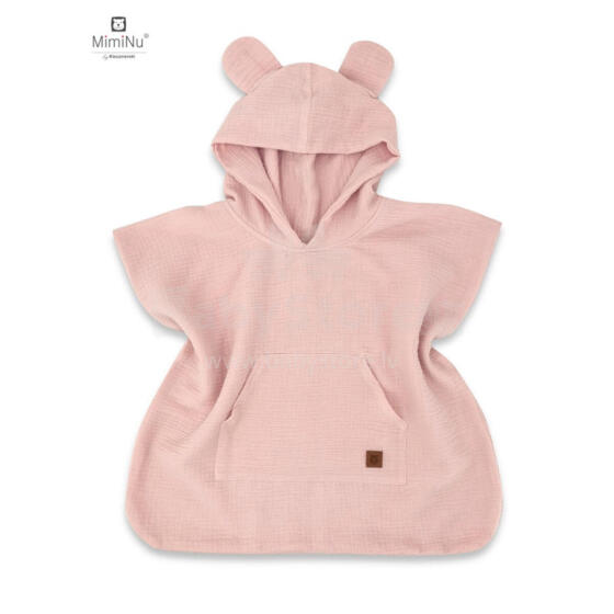 KIECZMERSKI Beach poncho, quick-drying size 1-4 years MUSLIN 100% cotton powder pink