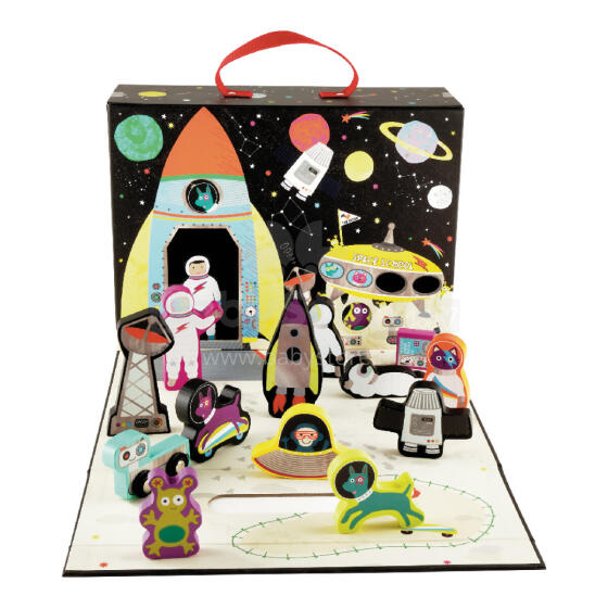 Игровая коробка с деревянными фигурками, Космос