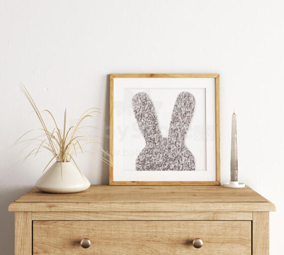Room Accesories Art.246380 Decorative wall art in frame  "Bunny" – fluffy textile panel for kids' room