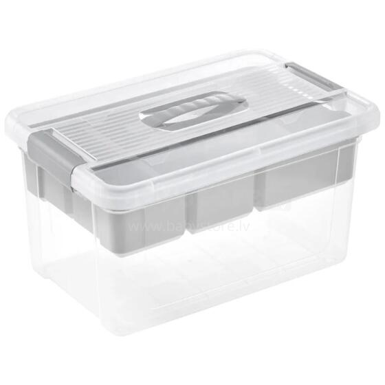 Box with lid and organizer Henri 29x41x20cm 16L light gray/transparent