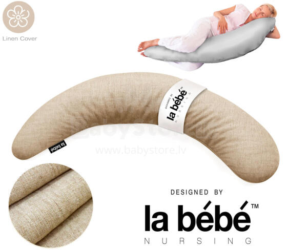 La Bebe™ Moon Linen Maternity Pillow  Art.246542 Large pregnancy pillow with Memory Foam filling (especially soft and quiet filling) 195cm