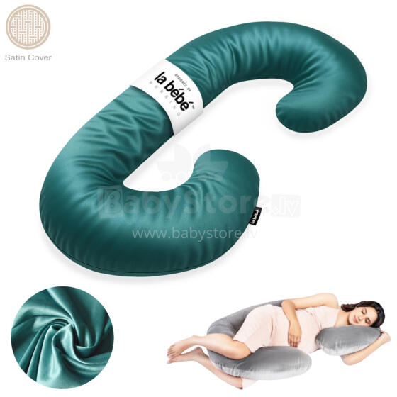 La Bebe™ Maternity Satin Pillow Sì -Duo Art.246562 Сатиновая ткань, изумрудный. Многофункциональная подушка/подкова для беременных с наполнителем memory foam