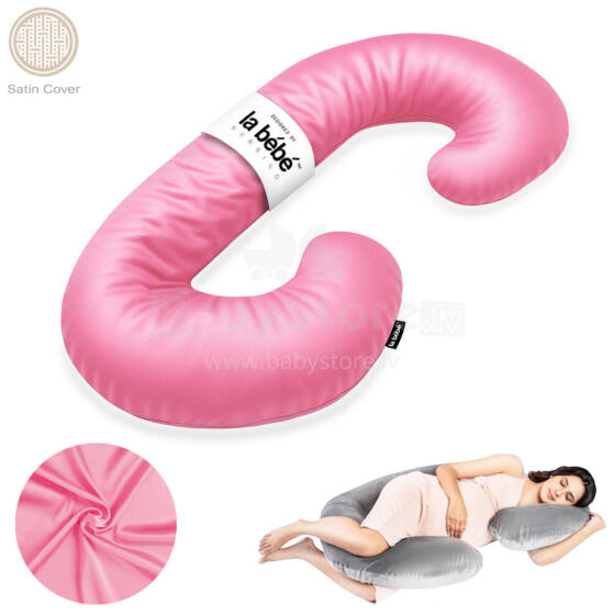 La Bebe™ Maternity Satin Pillow Sì - Duo Art.246564 Satīna audums, rozā. Daudzfunkcionāls spilvens/pakavs grūtniecēm, ar memory foam