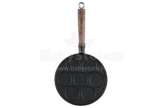 Maku Pancake pan cast iron wooden handle 7 cups