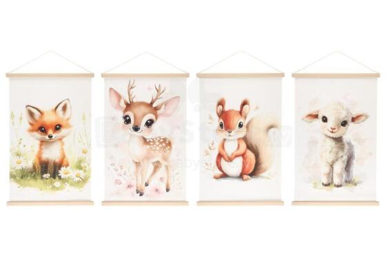 4Living Wall art Kakemono 60x90 cm cute animals assortment display