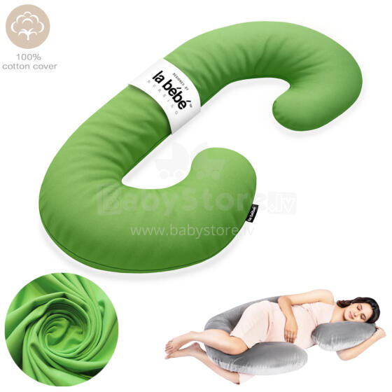 La Bebe™ Maternity Pillow Sì -Duo Art.223733 Kokvilna audums, zaļš. Daudzfunkcionāls spilvens/pakavs grūtniecēm, ar memory foam