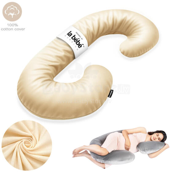 La Bebe™ Maternity Pillow Sì - Duo Art.223734 100% cotton, beige. Multifunctional maternity pillow with memory foam filling