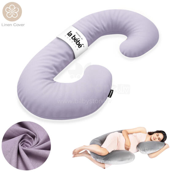 La Bebe™ Maternity Linen Pillow Sì -Duo Art.246550 Льняная ткань, сиреневый. Многофункциональная подушка/подкова для беременных  с наполнителем memory foam