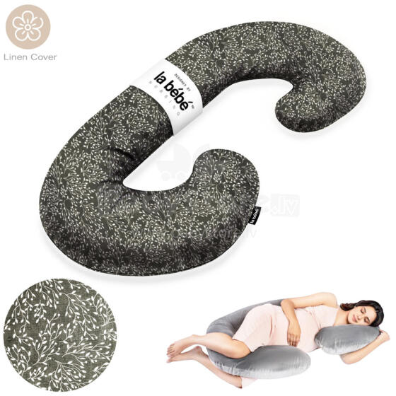 La Bebe™ Maternity Pillow Sì - Duo Art.287550 Linen fabric, grey with pattern. Multifunctional maternity pillow with memory foam filling