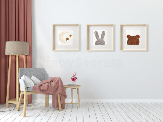 Room Accesories Art.297334 Dekoratīvs tekstila sienas dekors bērnistabai "Mēness"– mīksts attēls rāmī