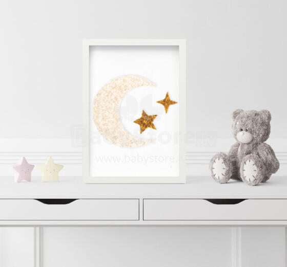 Room Accesories Art.123391 Decorative wall art in frame "Moon" – fluffy textile panel for kids' room